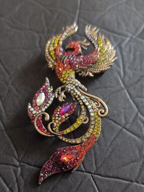 Multicolor Crystal Phoenix Brooch - Women Jewelry